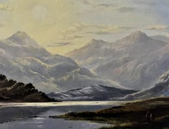 Paisaje de Lakeland (uno de un par), óleo original sobre lienzo, artista victoriano