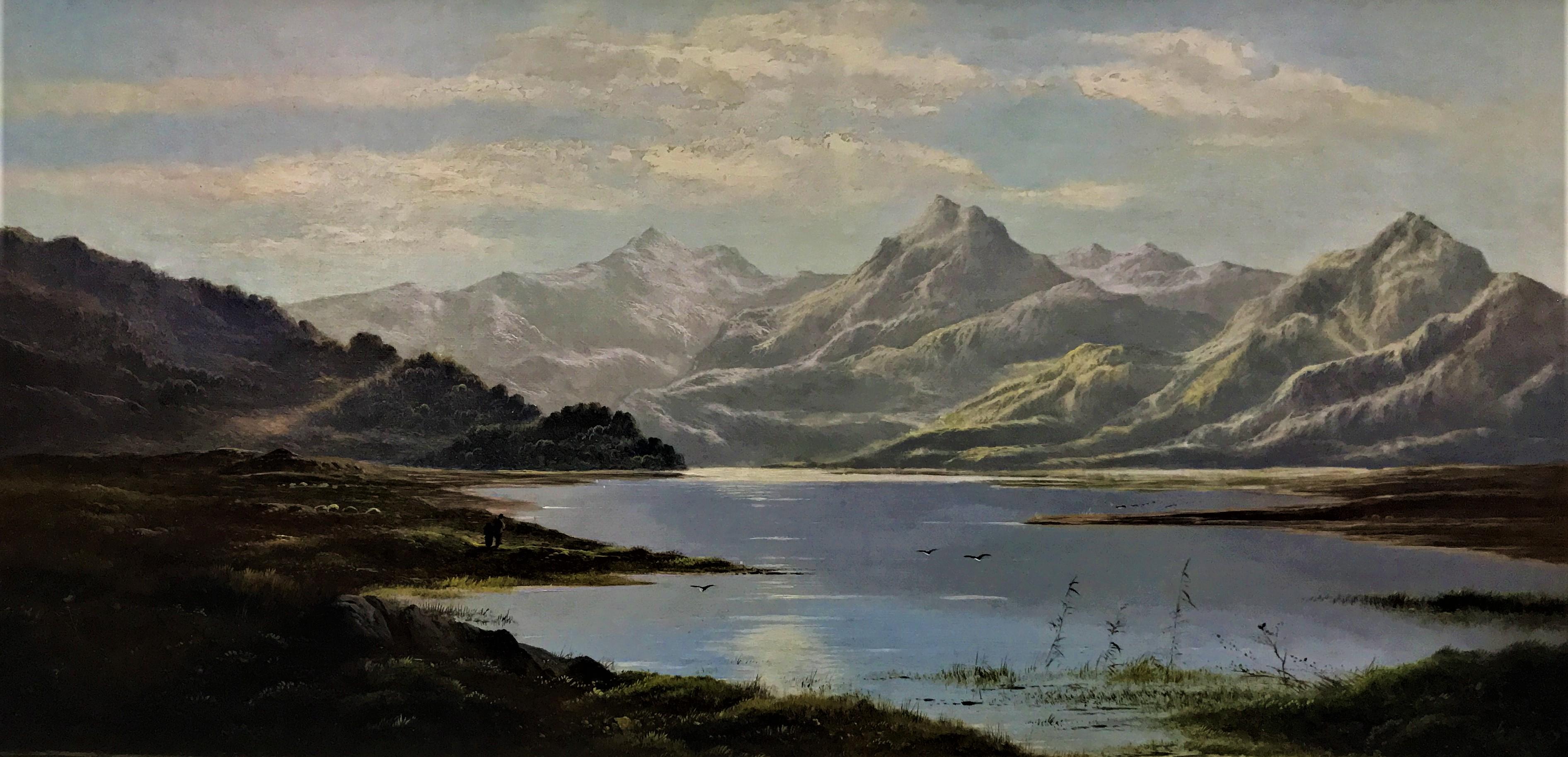 Lakeland Landscape (one of a pair), original oil on canvas, Victorian artist 