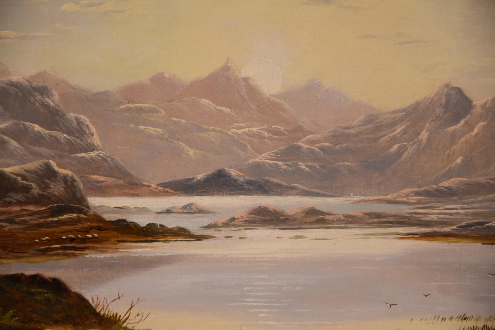 Oil painting Pair by Charles Leslie “Mountain Landscapes”.  Charles Leslie 1835-1890 A popular painter of Highland landscapes, he exhibited at the Royal Academy, Royal Society. Both oil on canvas. Signed and dated 1876 “North Britain”

Dimensions