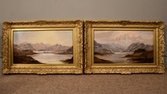 Paire de peintures à l'huile de Charles Leslie Mountain Landscapes
