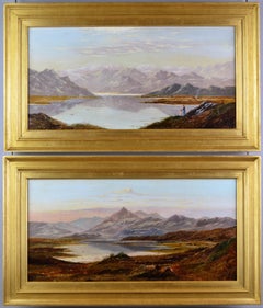 Pair of 19th Century landscape oil paintings of mountain Lakes