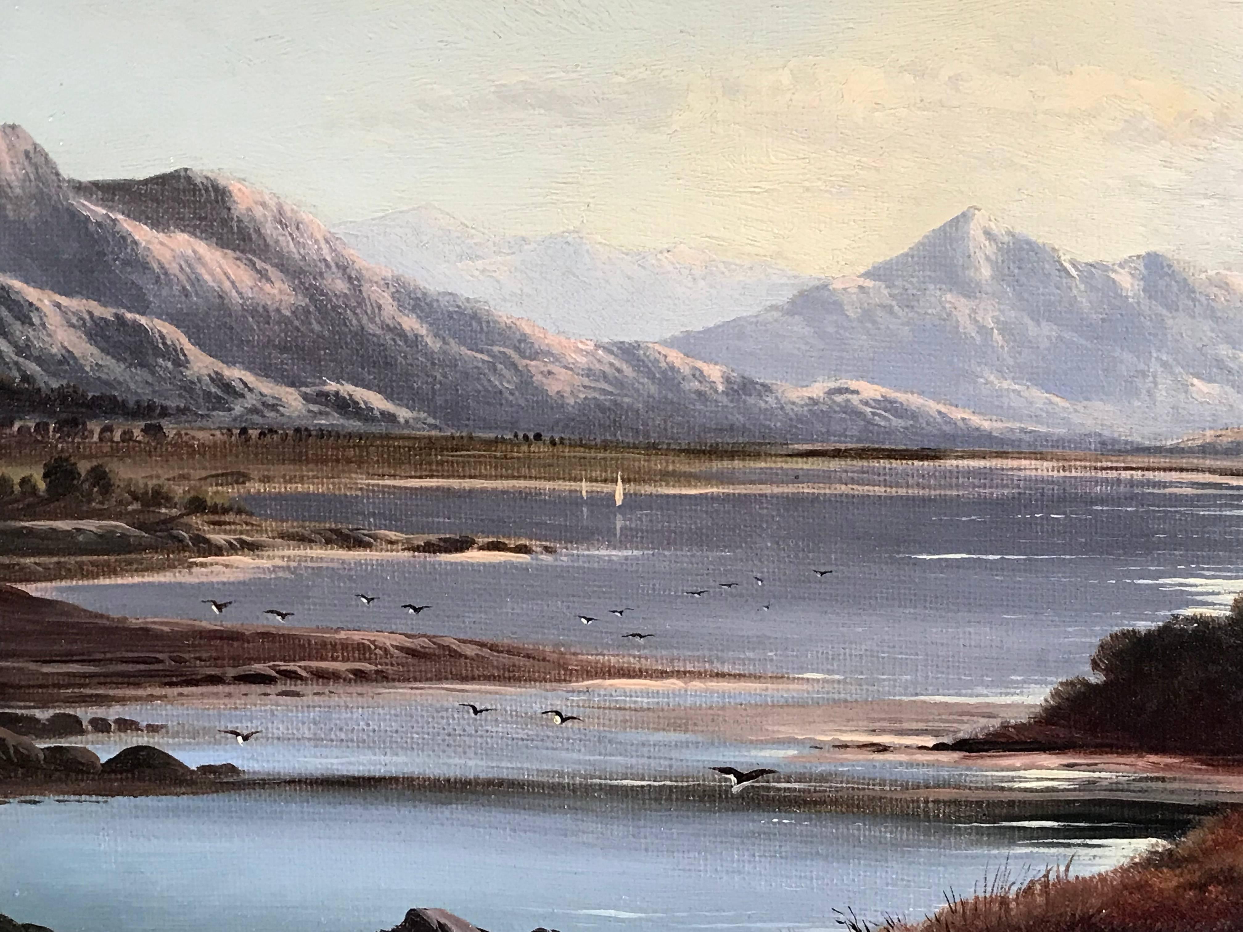 The Highland Loch, signed oil painting on canvas 3