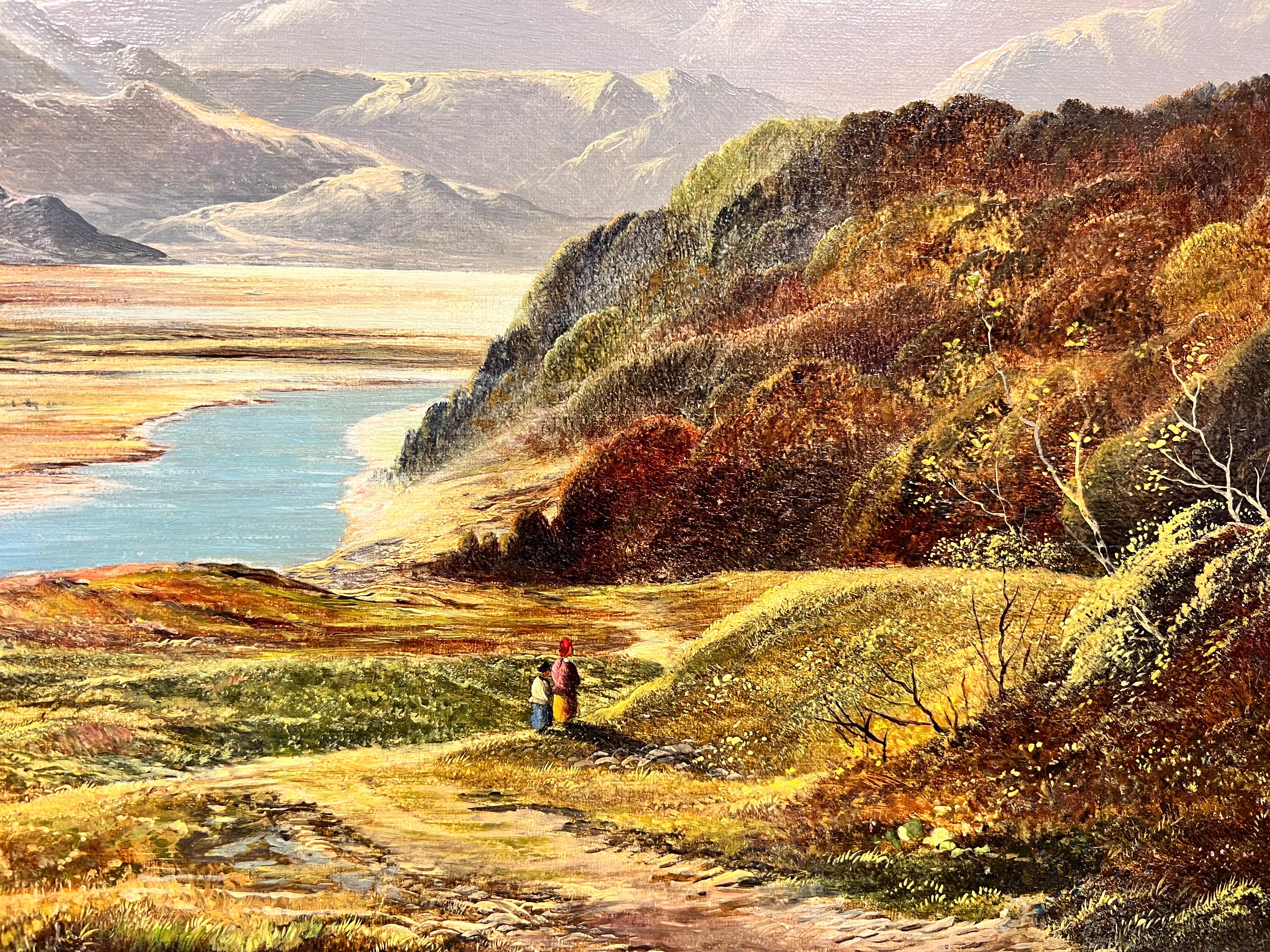 Très belle peinture à l'huile victorienne écossaise à l'huile signée représentant une scène de Loch en vente 5