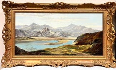 Very Fine Victorian Scottish Signed Oil Painting Panoramic Loch Scene Mountains
