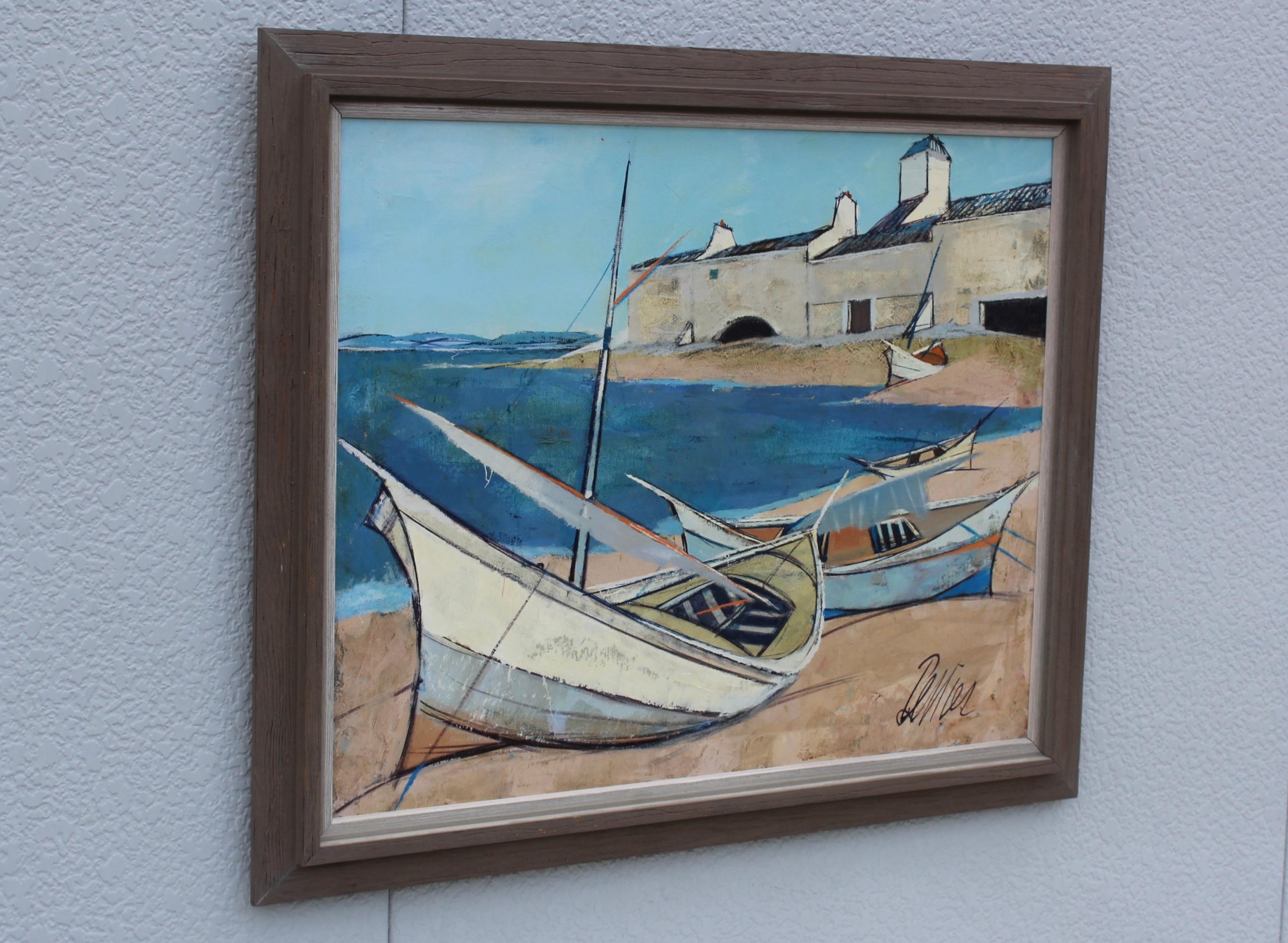 Mid-Century Modern Charles Levier Barques Oil Painting