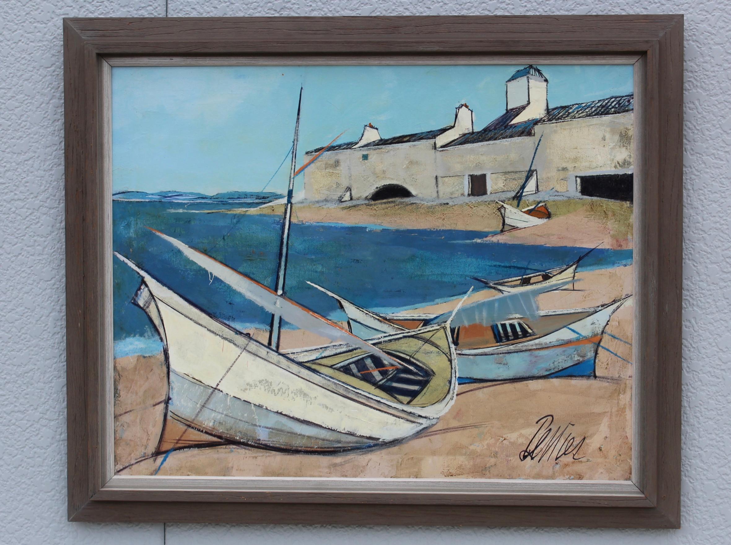 French Charles Levier Barques Oil Painting