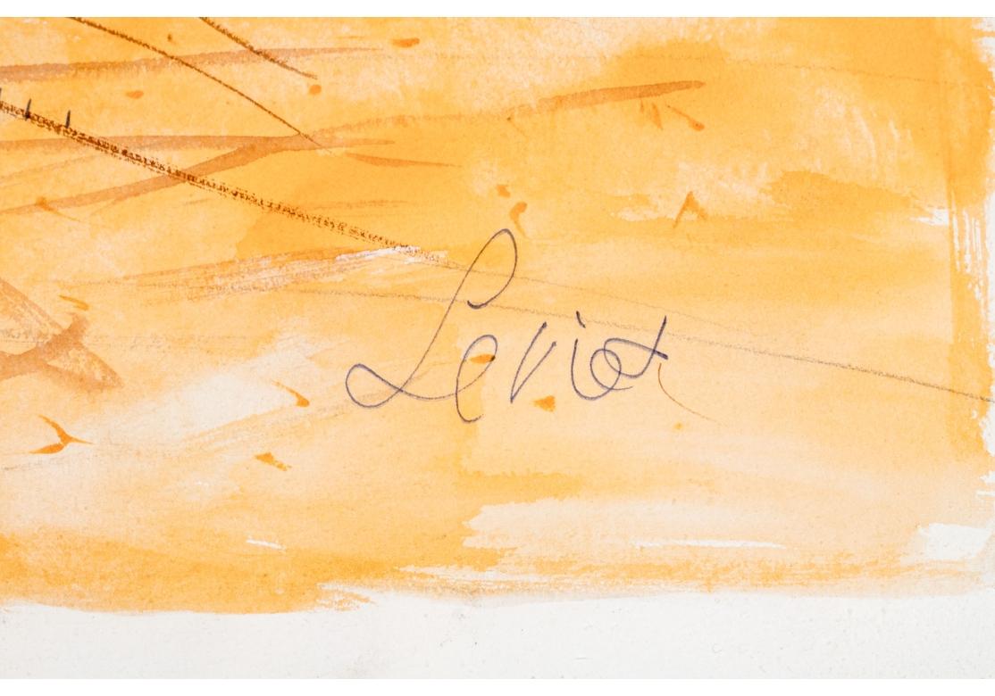 Charles Levier (Fr., 1920 - 2003) Large Watercolor & Ink Coastal Landscape  For Sale 4