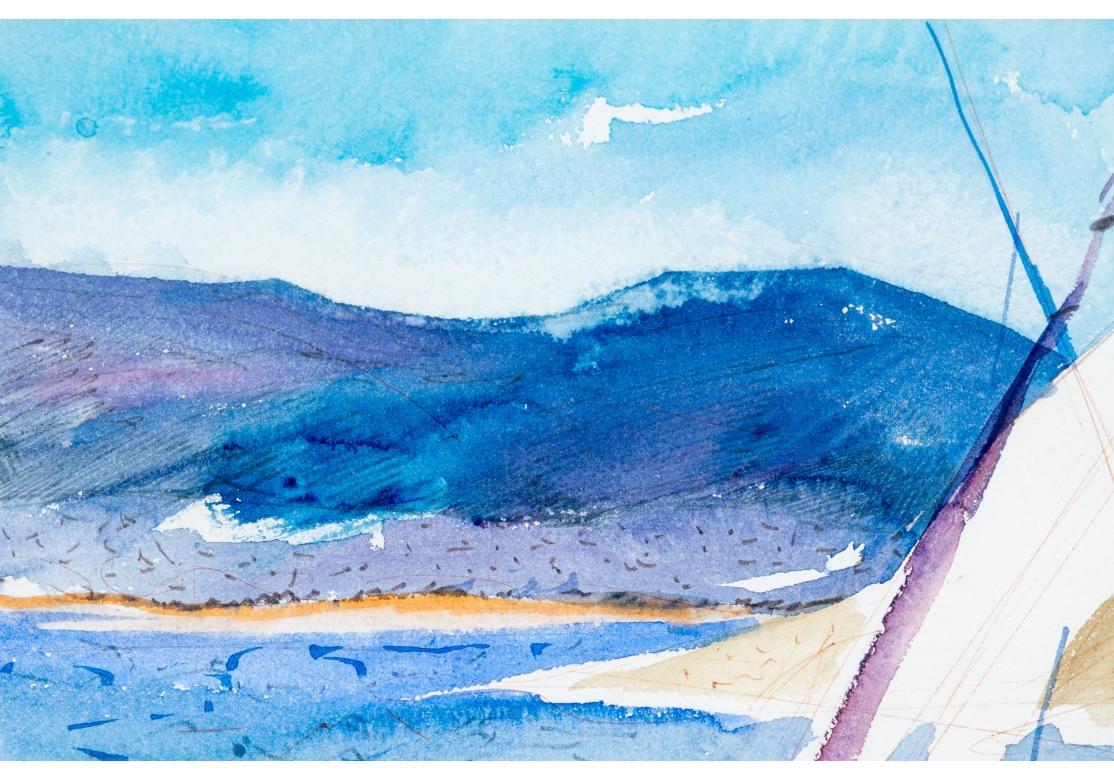 Charles Levier (Fr., 1920 - 2003) - Escena costera firmada en acuarela y tinta en venta 5