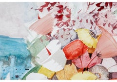 Charles Levier (Fr, 1920 - 2003) - Signed Watercolor & Ink Flowers On Balcony