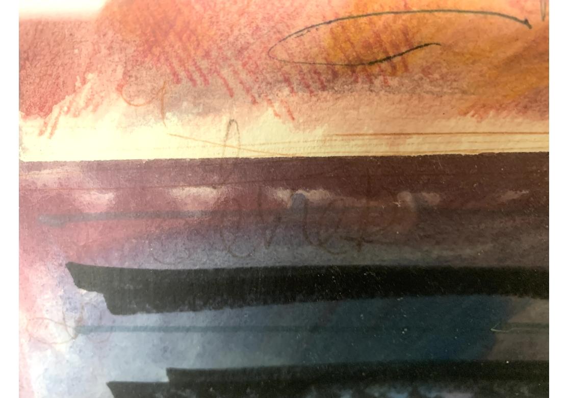Metallo Charles Levier (Fr. 1920-2003) Acquerello e inchiostro su carta firmati in vendita