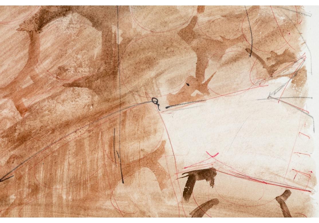 Charles Levier (Fr. 1920-2003) Acuarela y Tinta Sobre Papel Firmada Mujer Arlequín siglo XX en venta
