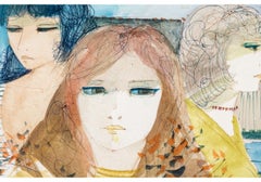 Charles Levier (Fr., 1920 - 2003) - Signed Watercolor & Ink Women of the Street