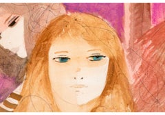 Charles Levier (France, 1920-2003) Watercolor & Ink Three Women