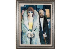 Charles Levier (französisch, 1920 - 2003) Figuratives großes Ölgemälde auf Leinwand Montparnasse