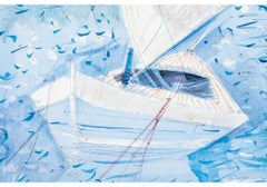 Charles Levier (French, 1920 - 2003) Large Watercolor & Ink Coastal Landscape