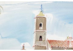 Charles Levier (French, 1920 - 2003) Large Watercolor & Ink Coastal Landscape