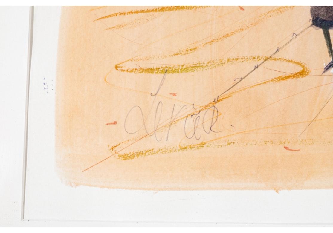 XX secolo Charles Levier (francese, 1920 - 2003) Scena costiera figurata ad acquerello e inchiostro di grandi dimensioni in vendita