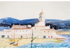 Charles Levier (French, 1920 - 2003) Large Watercolor & Ink Floral Bouquet