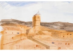 Charles Levier (francés, 1920 - 2003) Gran acuarela y tinta Niña con flores