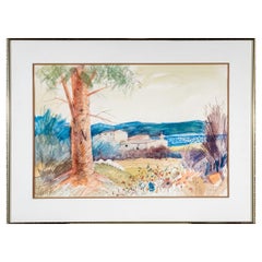 Charles Levier (francés, 1920 - 2003) Gran paisaje en acuarela y tinta