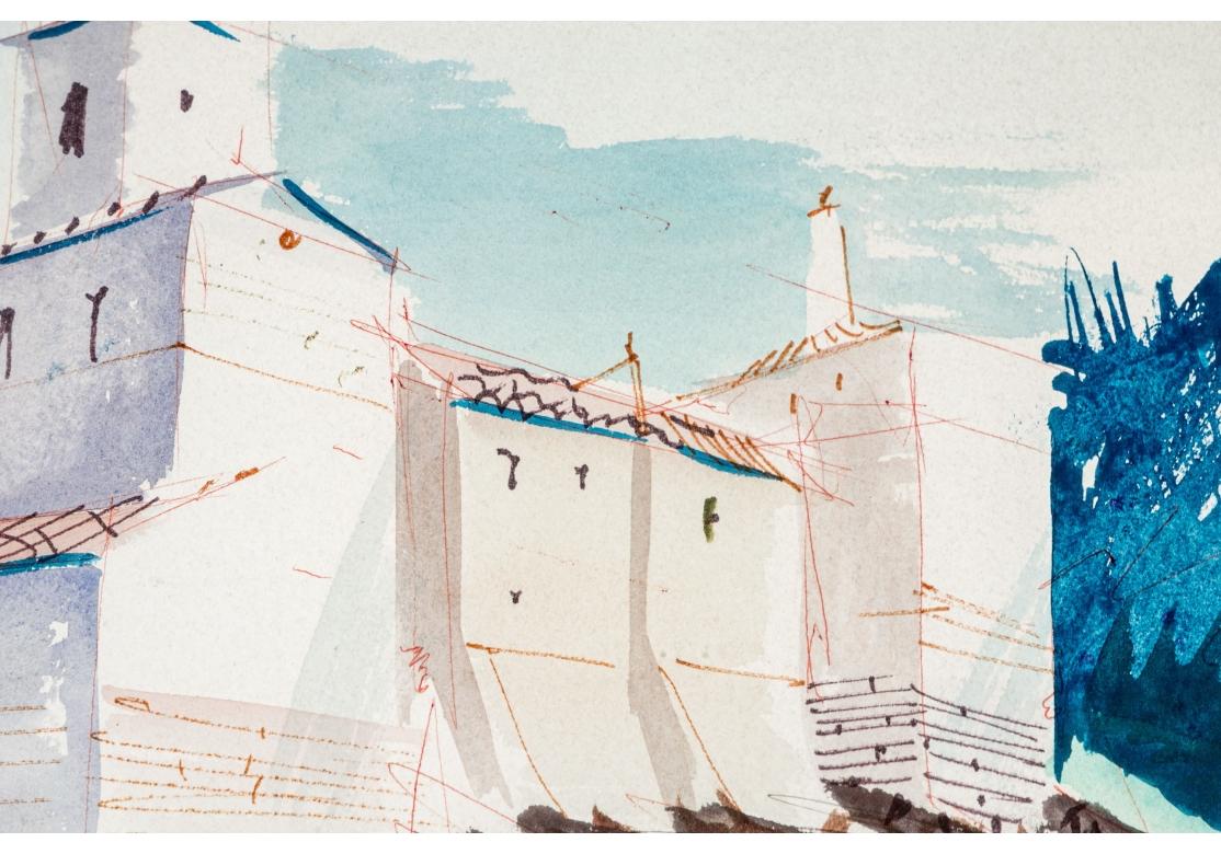 Charles Levier (Français, 1920 - 2003) Grande aquarelle et paysage à l'encre avec trèfles en vente 2