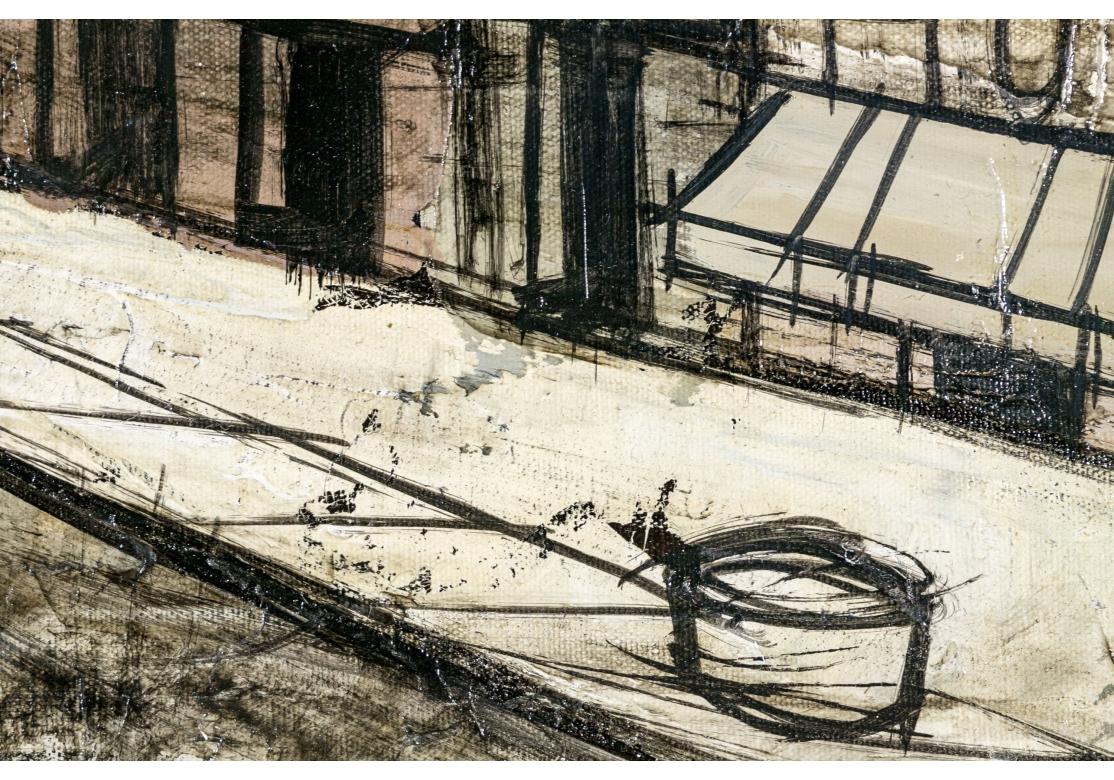 20ième siècle Charles Levier (français, 1920 - 2003) Huile sur toile scène de port en vente