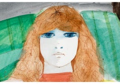 Charles Levier (French, 1920 - 2003) Portrait Of A Woman With Flowers