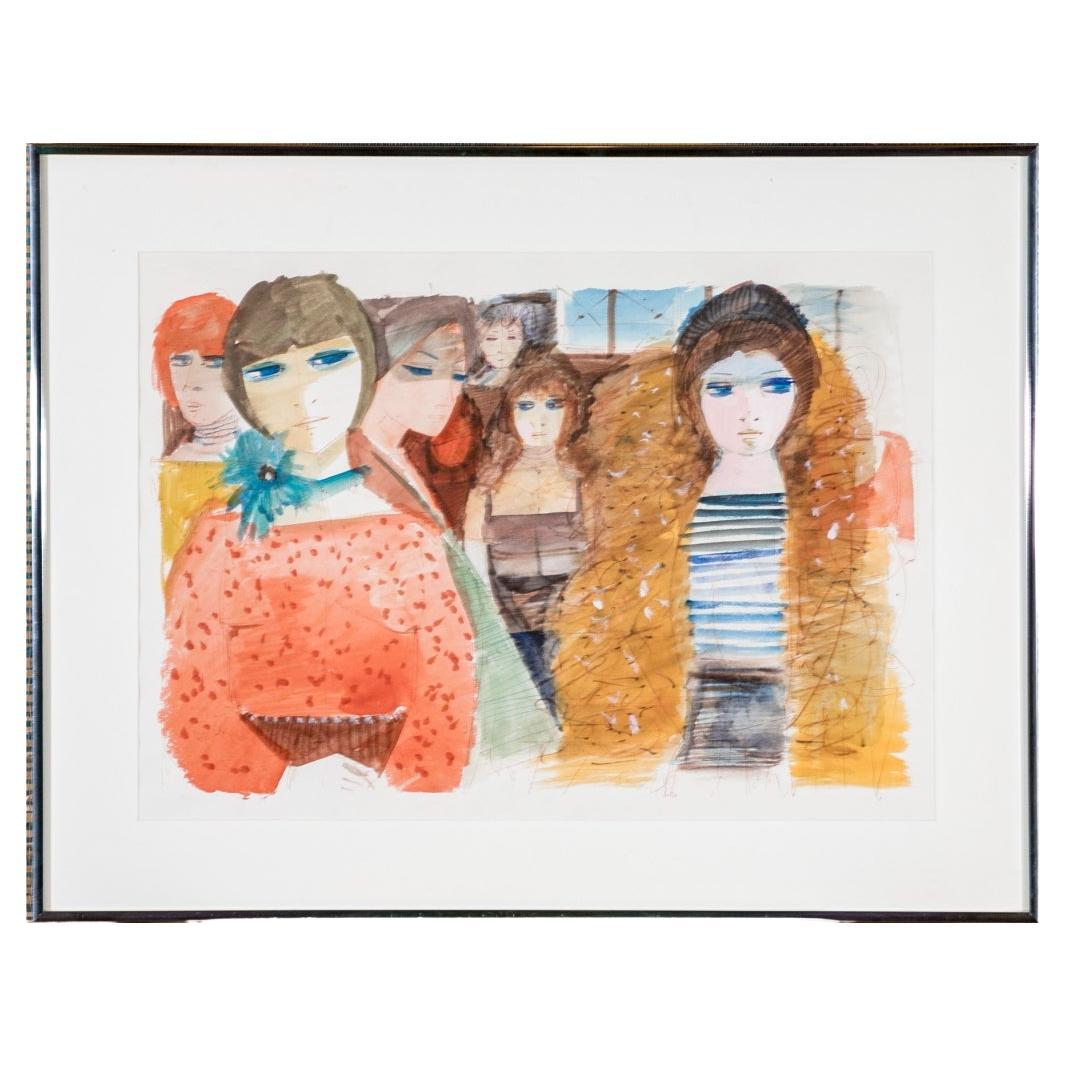 Charles Levier (French, 1920 - 2003) - Signed Figural Watercolor