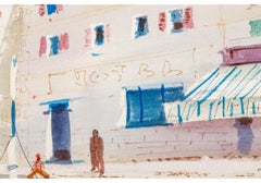 Charles Levier (French, 1920 - 2003) - Signed Watercolor & Ink Coastal Scene