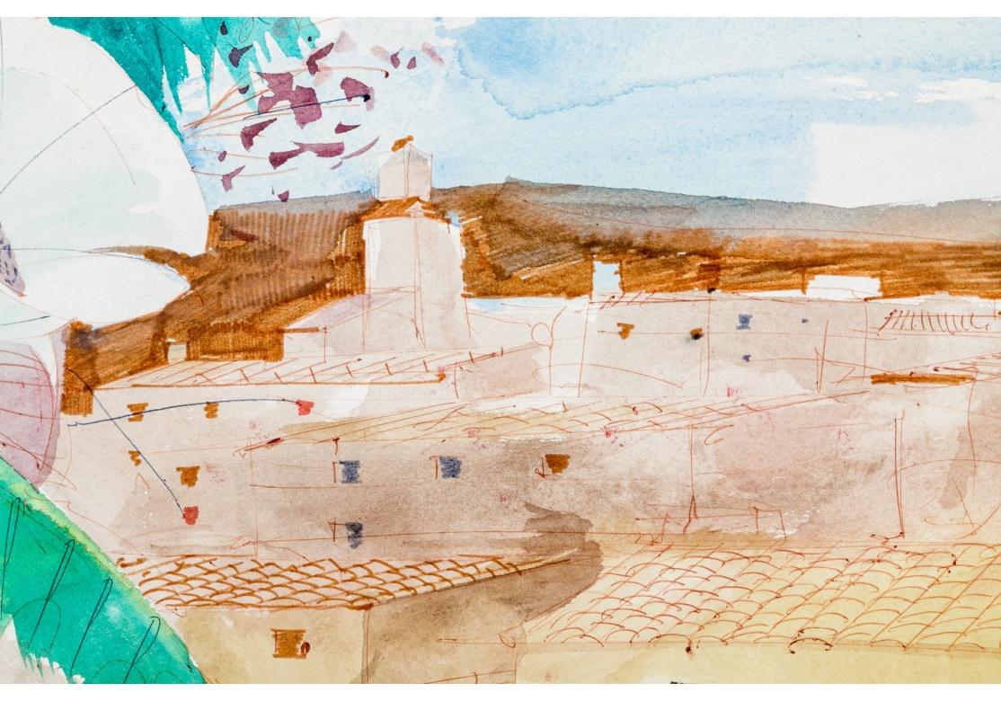 Charles Levier (francés, 1920 - 2003) - Ramillete floral firmado en acuarela y tinta siglo XX en venta