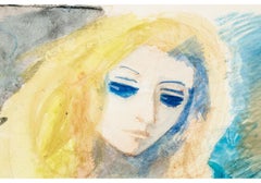 Charles Levier (French, 1920 - 2003) - Signed Watercolor & Ink Nude With Flowers