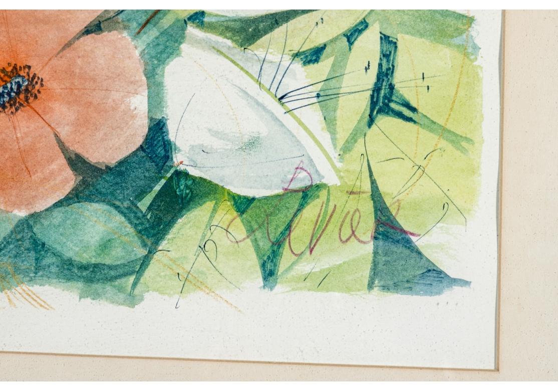 Charles Levier (Français, 1920 - 2003) - Aquarelle d'un nu avec fleurs signée en vente 1