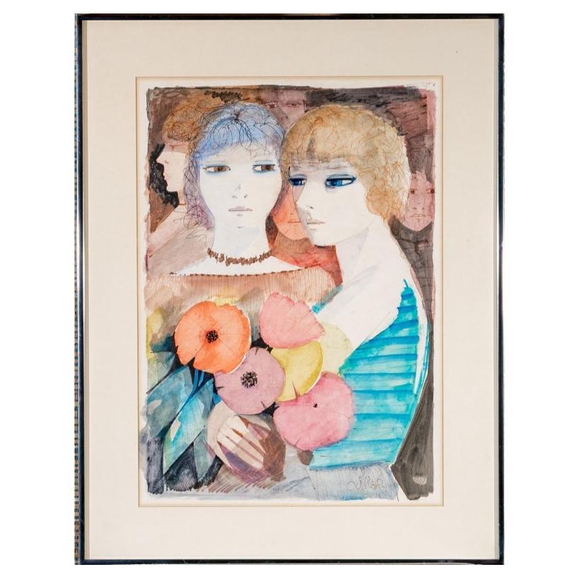 Charles Levier (francés, 1920 - 2003) - Acuarela y tinta