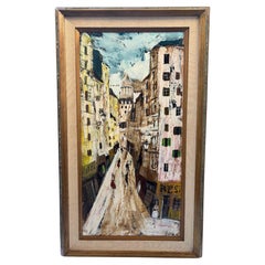 Charles Levier , Moderno , ciudad / paisaje "París" pintura al óleo sobre tabla .