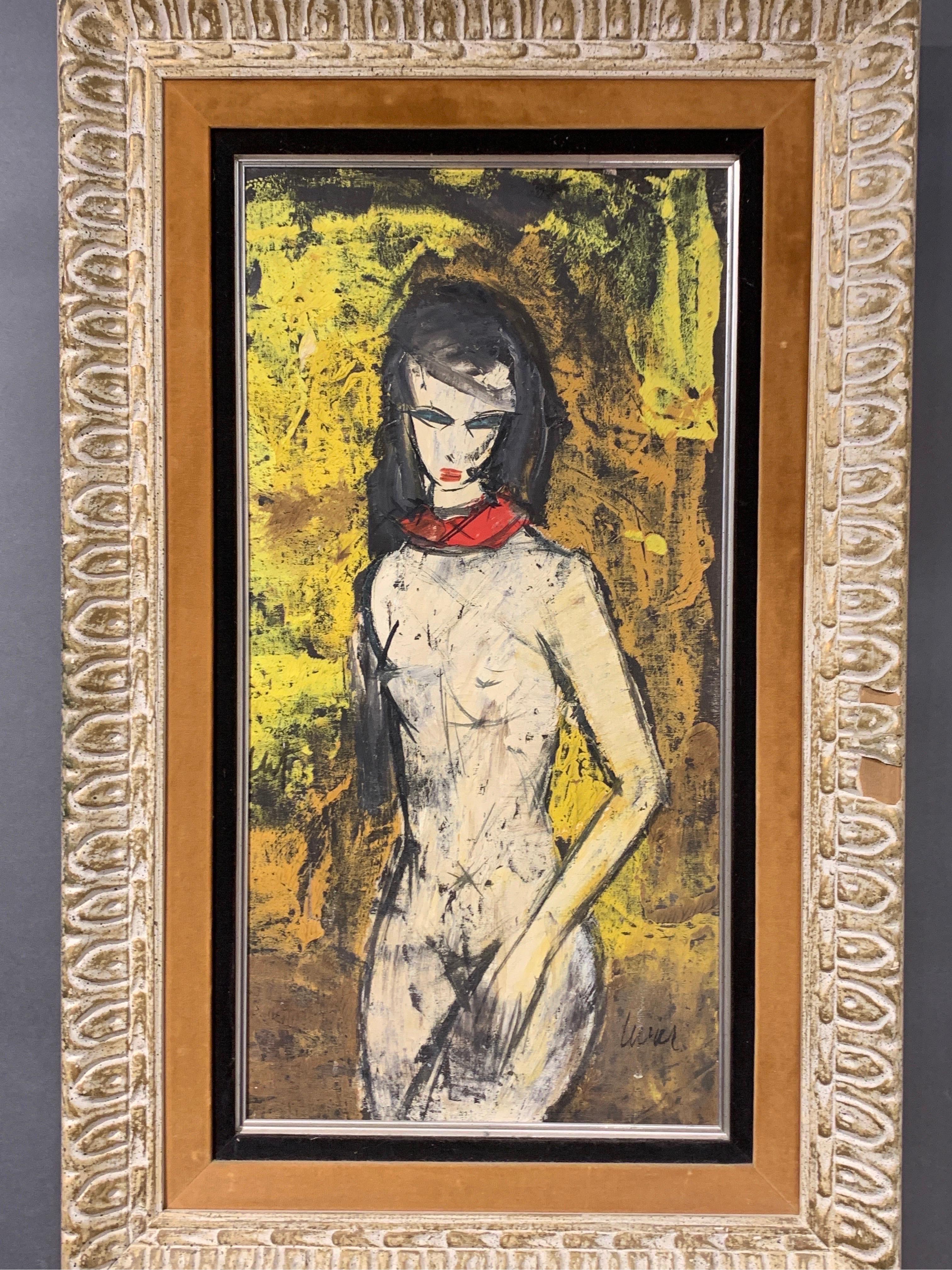 Hand-Painted Charles Levier Original Midcentury Female Nude Painting Beverly Hills Estate