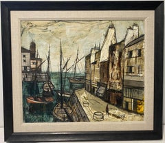 Charles Levier Painting of French Port and Boats