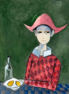 "Arlequin" Framed Original Abstract Oil Painting on Canvas by Charles Levier