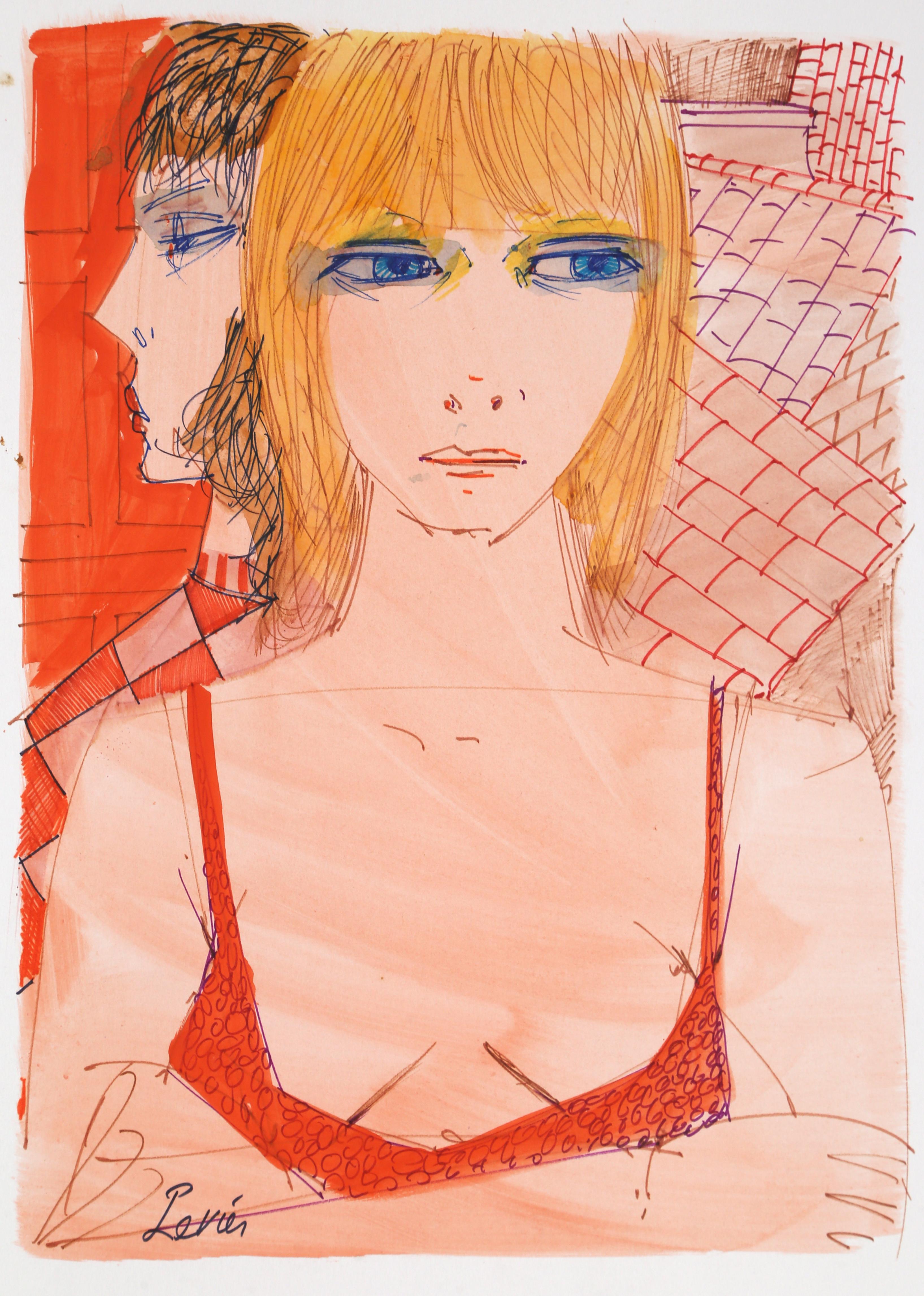 Artist: Charles Levier, French (1920 - 2003)
Title: Blonde
Year: circa 1970
Medium: Watercolor on paper, signed l.l.
Size: 16 x 11 inches
Paper Size: 25 x 19.5 in. (63.5 x 49.53 cm)