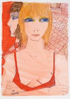 Blonde, Watercolor Painting by Charles Levier