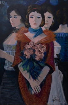 Charles Levier (1920-2003) "Las parisinas" Óleo sobre lienzo