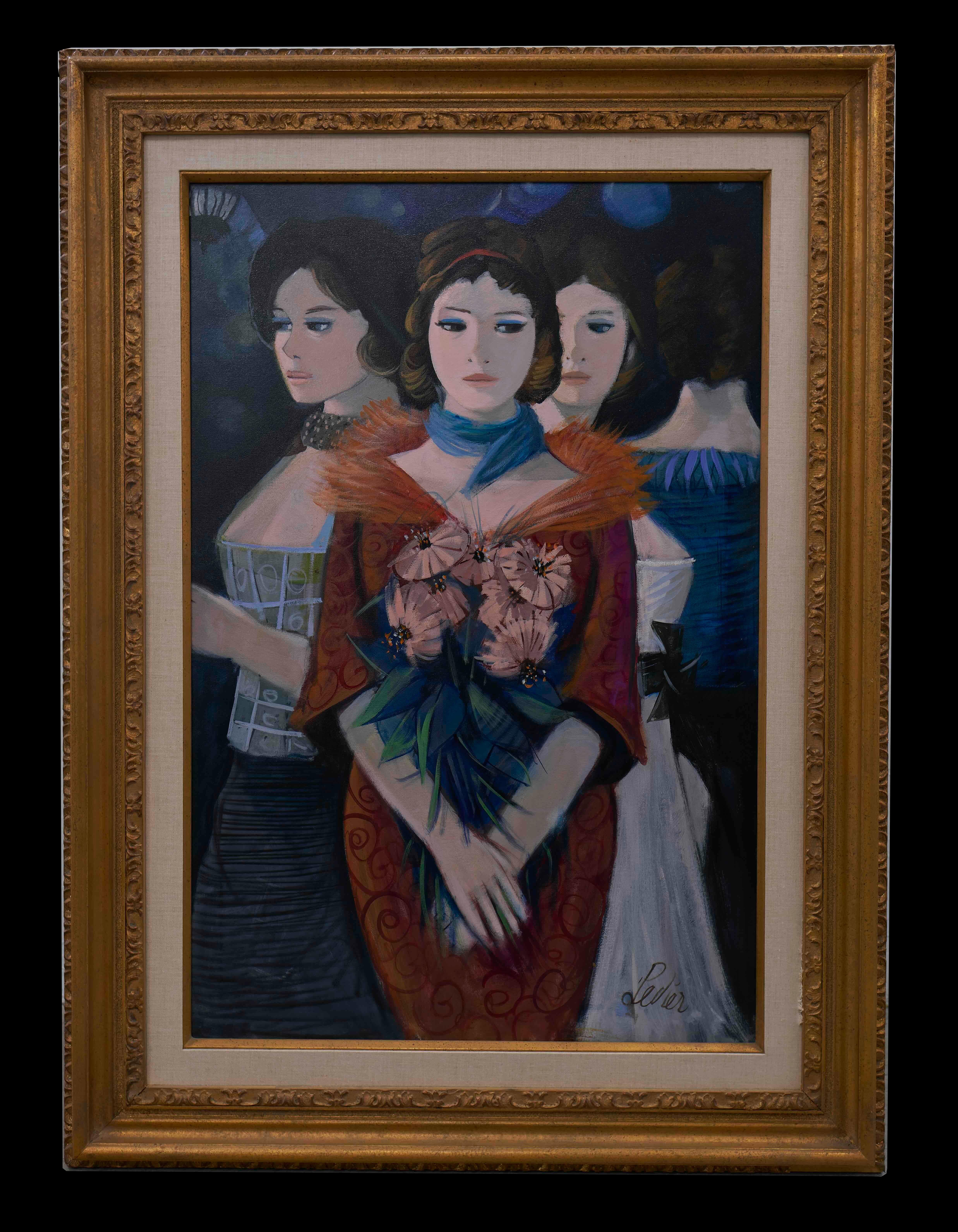 Charles Levier (1920-2003) "Las parisinas" Óleo sobre lienzo 

Firmado abajo a la derecha y verso con título 

24,25" x 36,25 sin enmarcar 

33,25 x 45,75" enmarcado