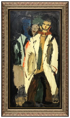 Charles Levier Großes Original-Ölgemälde auf Karton, signiert, gerahmte Porträtkunst