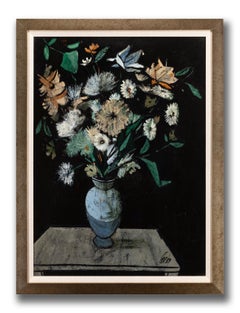 Charles Levier "Le Vase Bleu" Signed Large Framed Midcentury Oil on Canvas