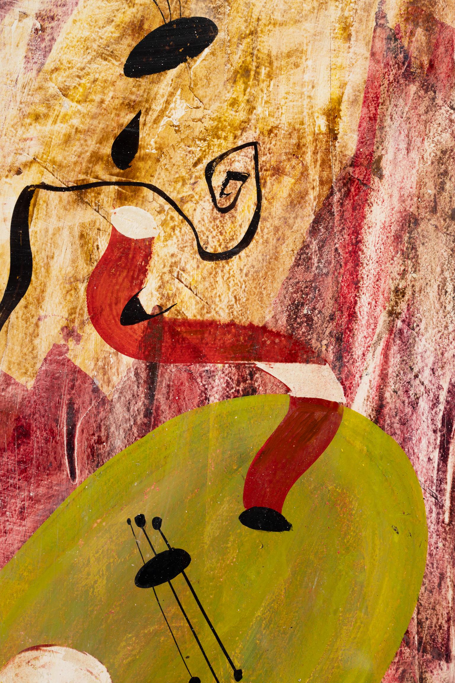 Charles Levier [Mélodie cosmique] circa 1955 firmato olio su tavola, surrealista in vendita 4