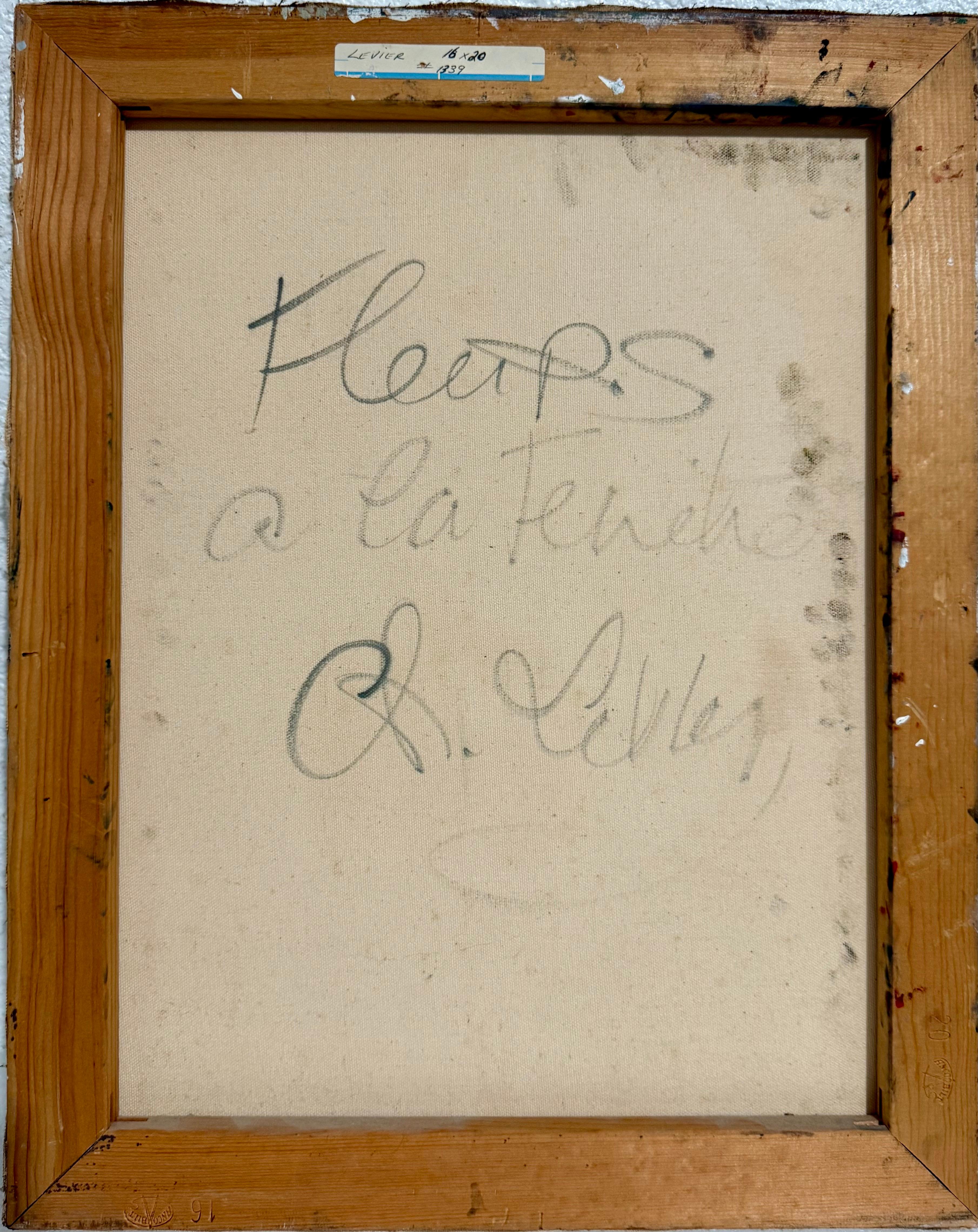 Charles Levier Modernist Artist Vase of Flowers in Bloom Window Paris Modernism en vente 2