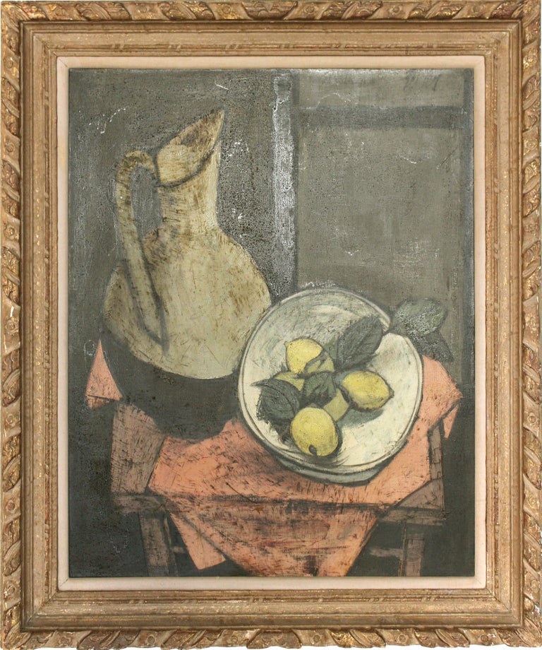 Charles Levier, "Nature morte aux citrons", 1961, oil on canvas 30x24" - Painting by Charles Levier