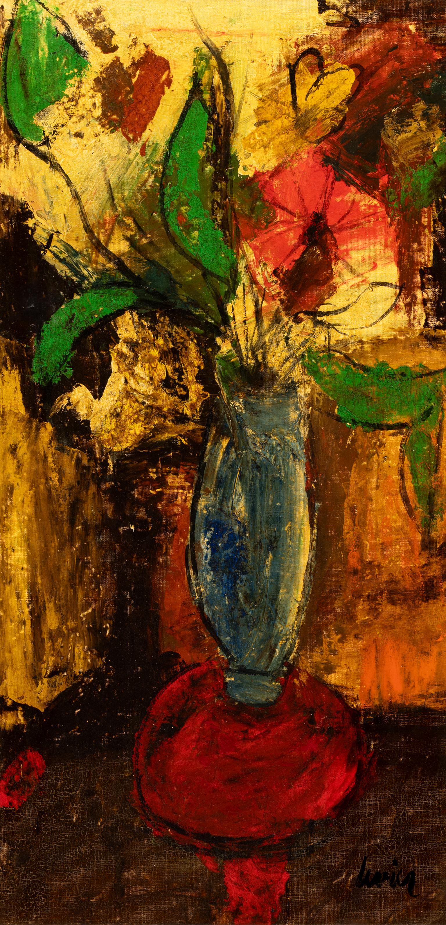 Charles Levier Peinture à l'huile, signée Nature morte florale du milieu du siècle, encadrée c. 1955 en vente 2