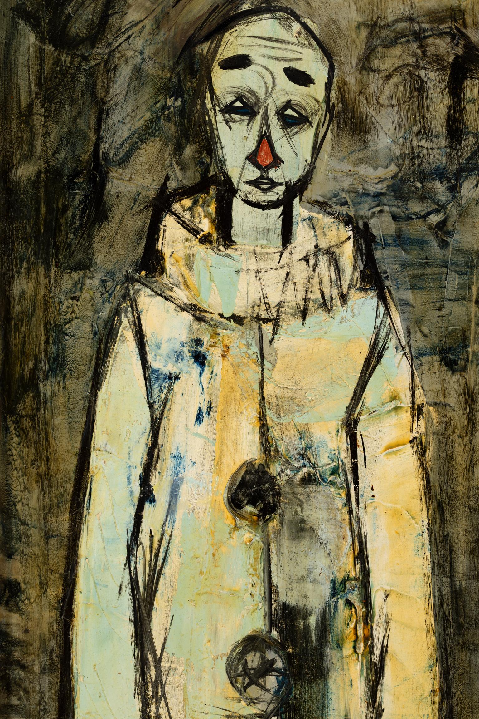 Charles Levier [Soledad de Pierrot] gran óleo sobre lienzo firmado hacia 1950 en venta 3