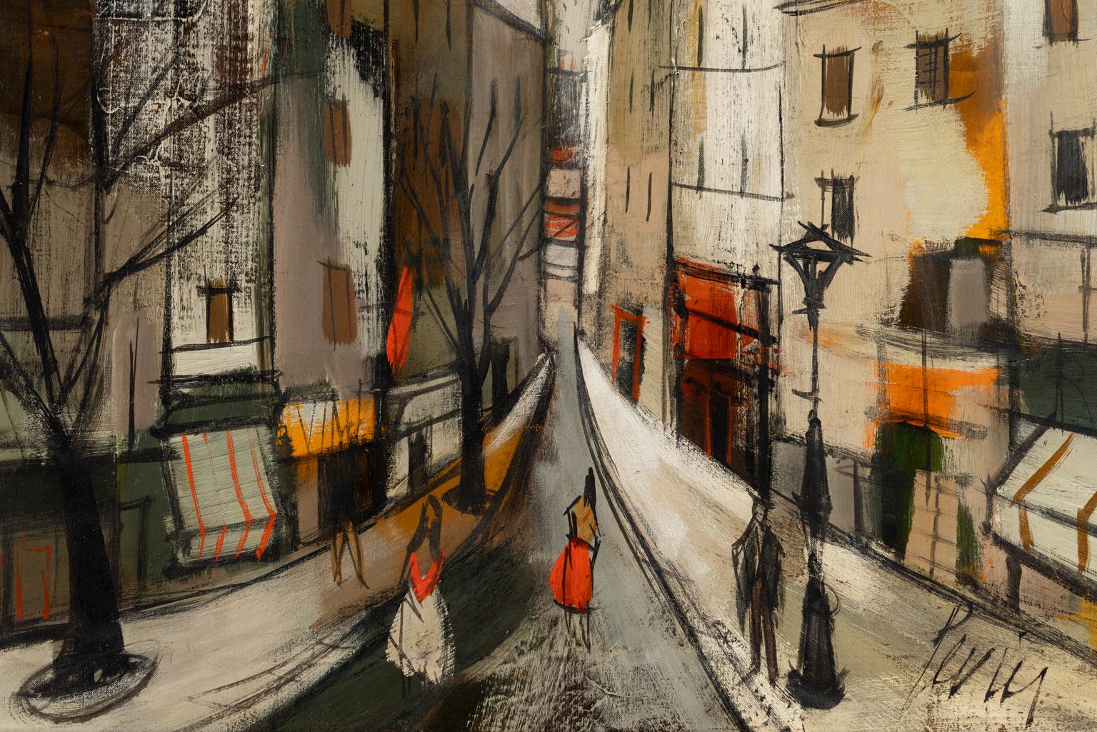 Charles Levier [Une Promenade du Dimanche] Olio firmato, Paesaggio urbano di Parigi, 1955 ca. in vendita 4