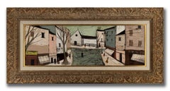 Charles Levier Escena callejera sin título, Firmado Óleo sobre tabla, Enmarcado c. 1960